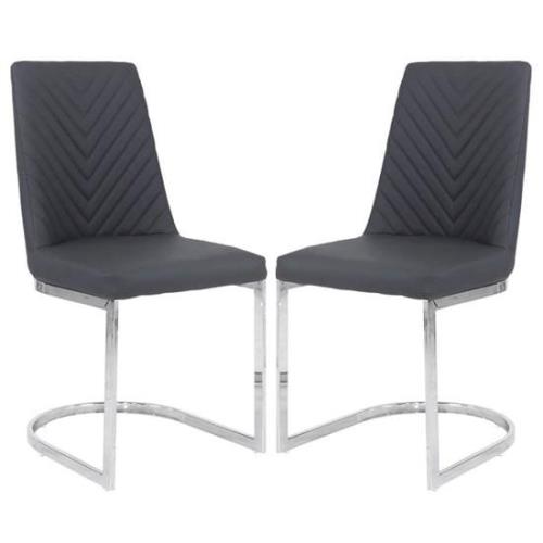 Canby Grey Faux Leather Dining Chairs In Pair