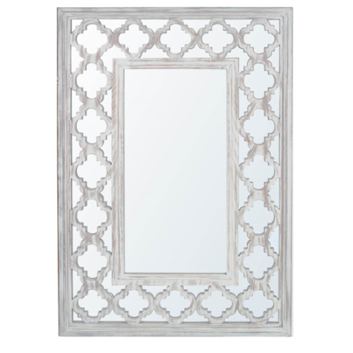 Halifax Wall Mirror Rectangular In Natural Wooden Frame