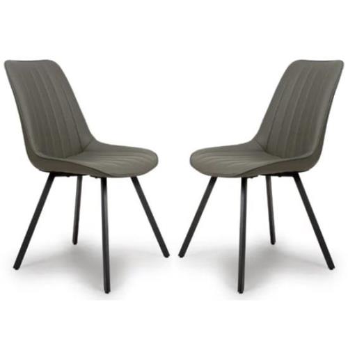 Macia Truffle Faux Leather Dining Chairs In Pair