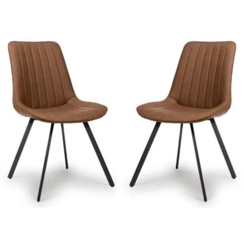 Macia Tan Faux Leather Dining Chairs In Pair