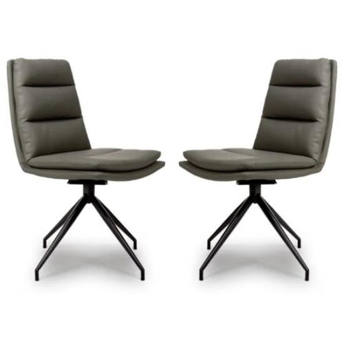 Nobo Truffle Faux Leather Dining Chair With Black Legs In Pair