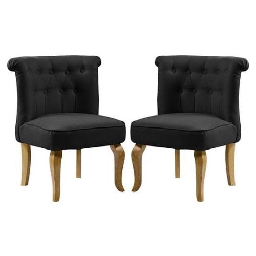 Pacari Black Fabric Dining Chairs With Wooden Legs In Pair