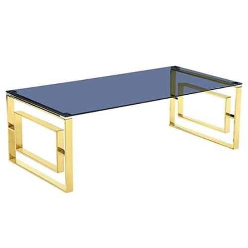 Maxon Grey Glass Coffee Table With Gold Metal Frame