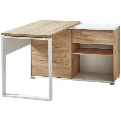 Derrick Wooden Computer Desk In White And Navarra Oak