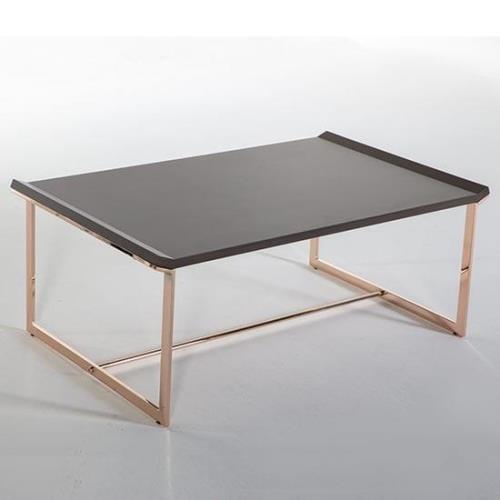 Ryan Matt Grey Top Coffee Table With Rose Gold Metal Frame