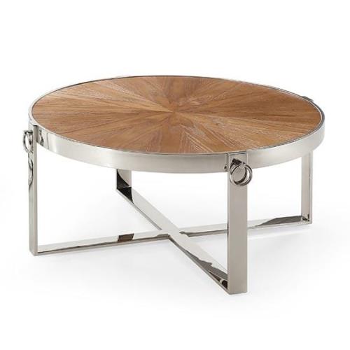 Silas Coffee Table Round In Ash Veneer With Polished Frame