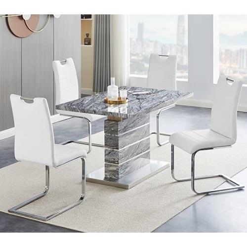 Parini Small Extending Melange Dining Table 4 Petra White Chairs