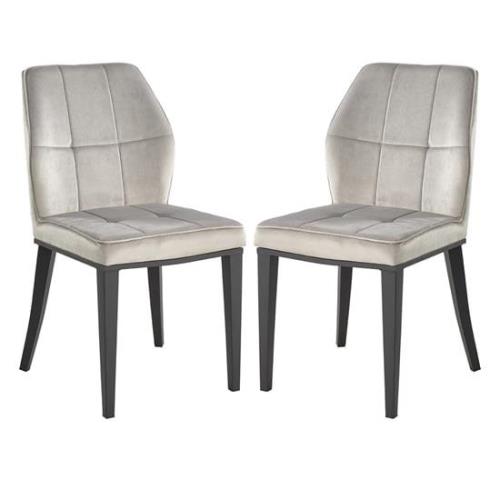 Romano Grey Velvet Dining Chairs With Matt Black Legs In Pair