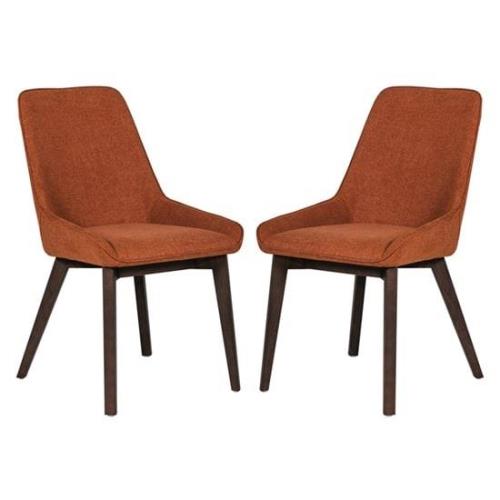 Acton Rust Fabric Dining Chairs In Pair