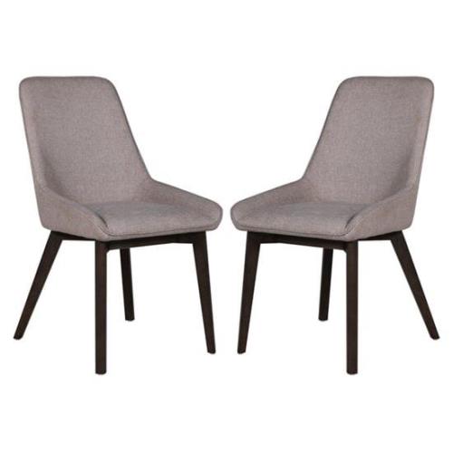 Acton Latte Fabric Dining Chairs In Pair