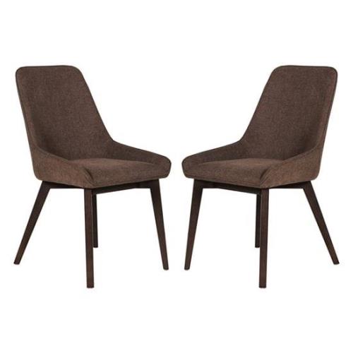 Acton Brown Fabric Dining Chairs In Pair