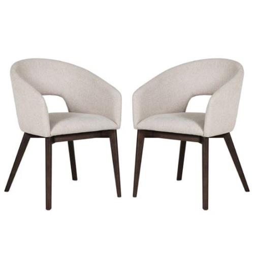 Adria Natural Woven Fabric Dining Chairs In Pair