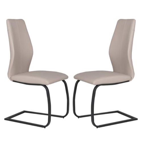 Adoncia Taupe Faux Leather Dining Chairs In Pair