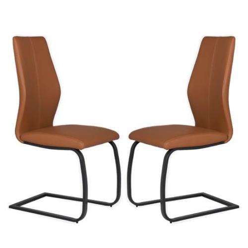 Adoncia Tan Faux Leather Dining Chairs In Pair