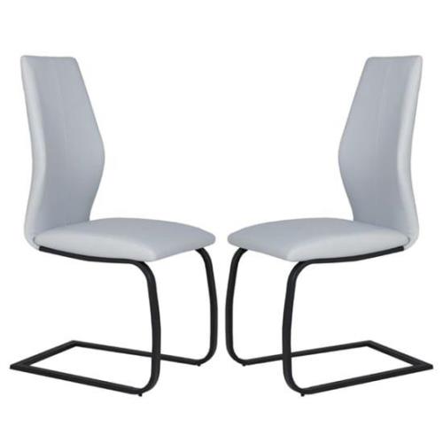 Adoncia Silver Faux Leather Dining Chairs In Pair