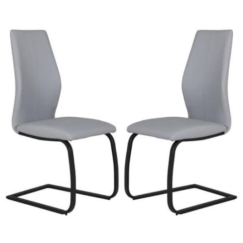 Adoncia Grey Faux Leather Dining Chairs In Pair