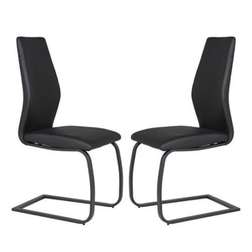 Adoncia Black Faux Leather Dining Chairs In Pair