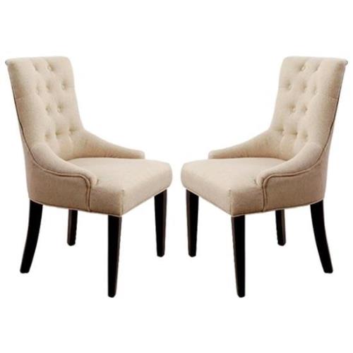 Amarillo Beige Textured Fabric Dining Chairs In Pair