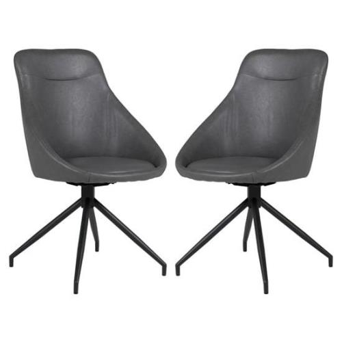 Harini Grey Faux Leather Dining Chairs In Pair