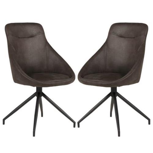 Harini Brown Microfibre Dining Chairs In Pair