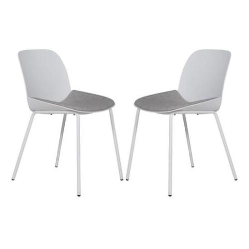 Haile Ecru Metal Dining Chairs With Woven Fabric Seat In Pair