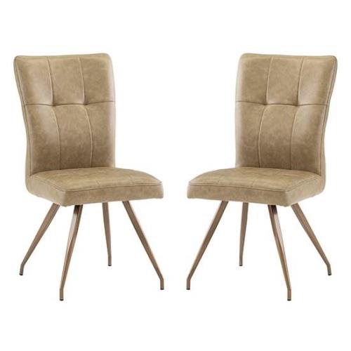 Kalista Taupe Faux Leather Dining Chairs In Pair