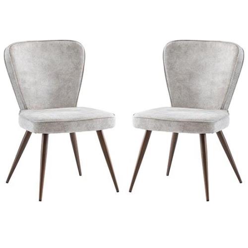 Finn Pearl Velvet Fabric Dining Chairs In Pair