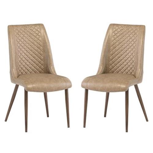 Aalya Taupe Faux Leather Dining Chairs In Pair