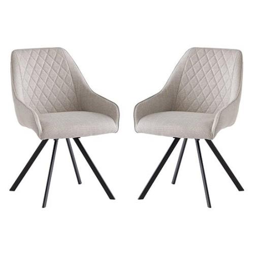 Valko Stone Fabric Dining Chairs Swivel In Pair