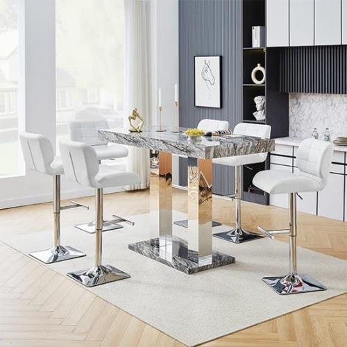 Caprice Large Melange Effect Bar Table 6 Candid White Stools