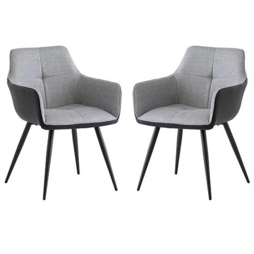 Stella Silver Grey Fabric Dining Armchairs In Pair