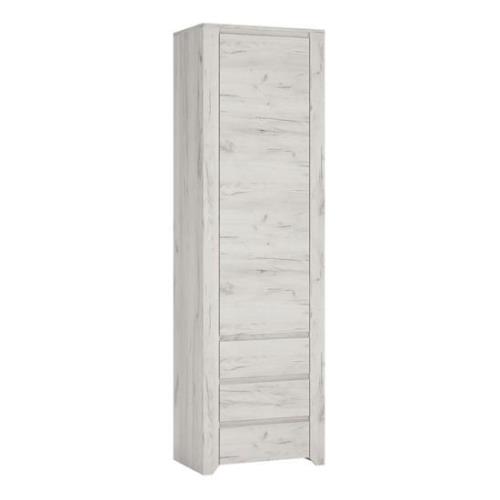 Alink Wooden Wardrobe 1 Door Tall Narrow In White Craft Oak