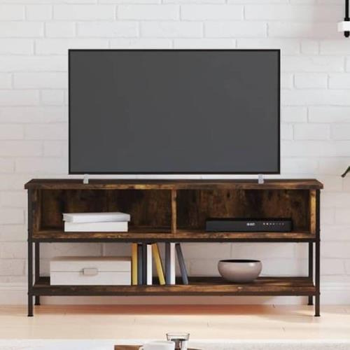 Tacey Wooden TV Stand With 2 Open Shelves In Smoked Oak