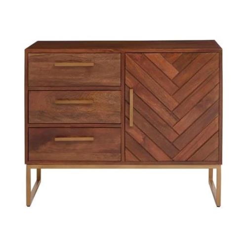 Gijon Mango Wood Sideboard With 1 Door 3 Drawers In Brown