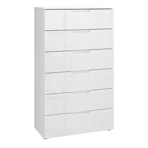 Salter High Gloss Chest Of 6 Drawers In White