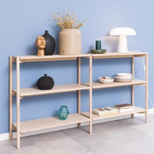 Barstow Wooden Bookcase Wide With 4 Shelves In White Oak