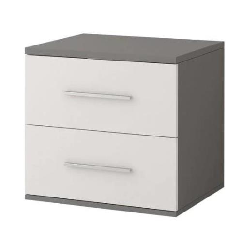 Oxnard Wooden Bedside Cabinet With 2 Drawers In Matt Grey