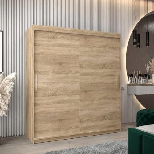 Tavira Wooden Wardrobe 2 Sliding Doors 180cm In Sonoma Oak