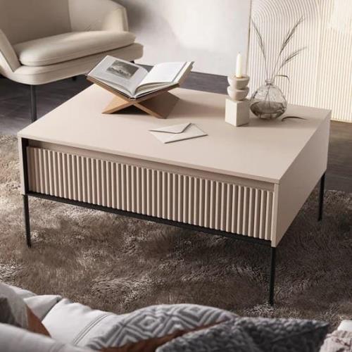 Trier Wooden Coffee Table With 1 Drawer In Beige