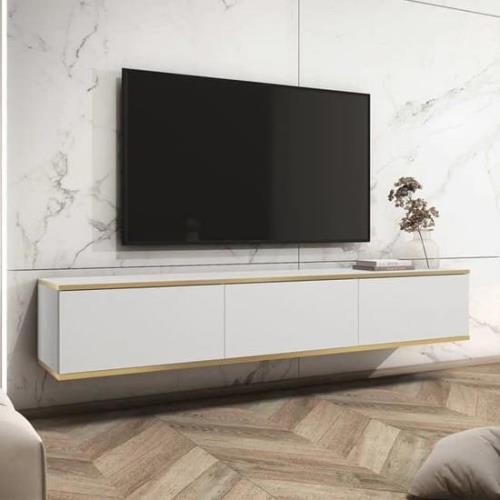 Mexico Floating Wooden TV Stand With 3 Doors In White