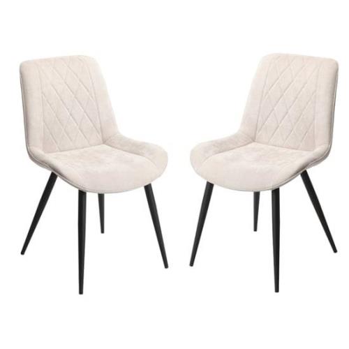 Arta Diamond Stitch Natural Fabric Dining Chairs In Pair