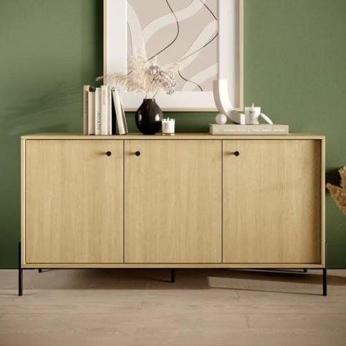 Salta Wooden Sideboard With 3 Doors In Scandi Oak