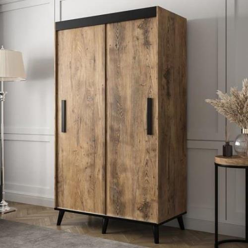 Genoa Wooden Wardrobe 2 Sliding Doors 120cm In Chestnut