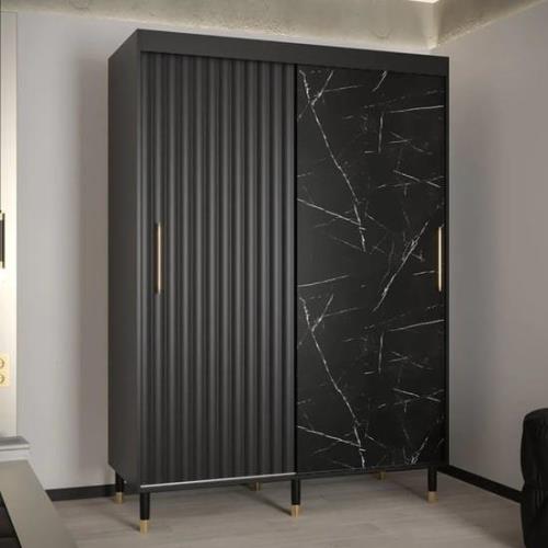 Adel Wooden Wardrobe With 2 Sliding Doors 150cm In Black