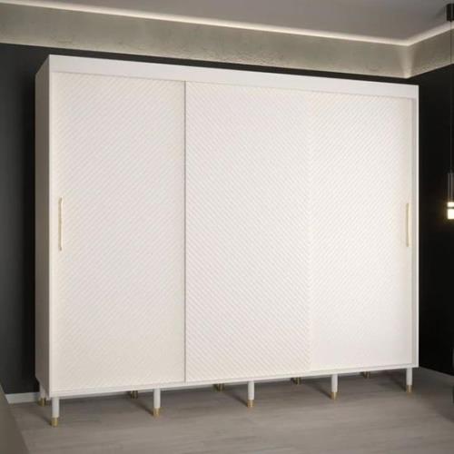 Metz I Wooden Wardrobe With 3 Sliding Doors 250cm In White