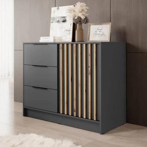 Norco Wooden Sideboard With 1 Door 3 Drawers In Graphite