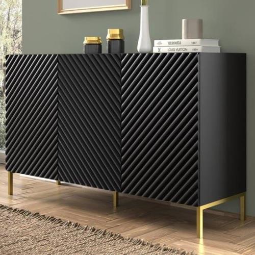 Sanford Wooden Sideboard Large With 3 Doors In Black