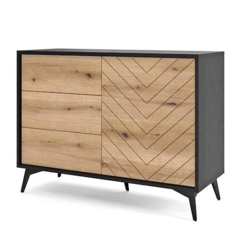 Douala Wooden Sideboard With 2 Doors 3 Drawers In Evoke Oak