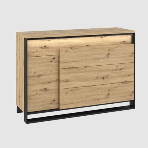 Qesso Wooden Sideboard 1 Door 3 Drawers In Artisan Oak With LED