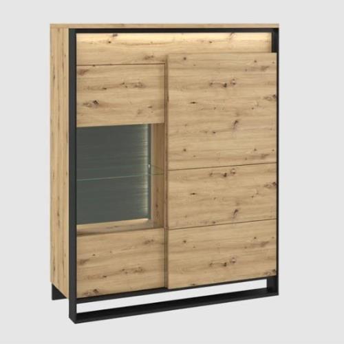 Qesso Wooden Display Cabinet 2 Doors In Artisan Oak With LED